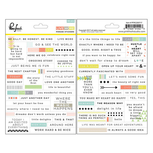 Pinkfresh Studio - Live More Collection - Cardstock Stickers - Words and Phrases