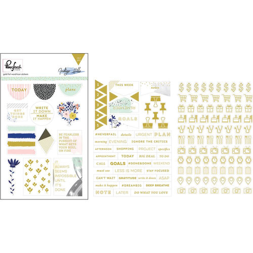 Pinkfresh Studio - Indigo Hills Collection - Cardstock Stickers with Foil Accents - Words and Icons