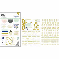 Pinkfresh Studio - Indigo Hills Collection - Cardstock Stickers with Foil Accents - Words and Icons