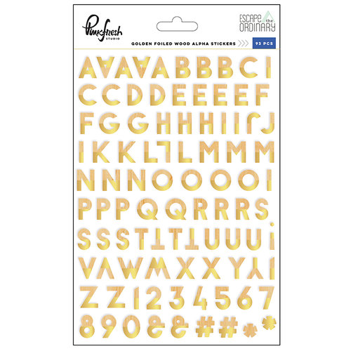 Pinkfresh Studio - Escape the Ordinary Collection - Wood Stickers with Foil Accents - Alpha