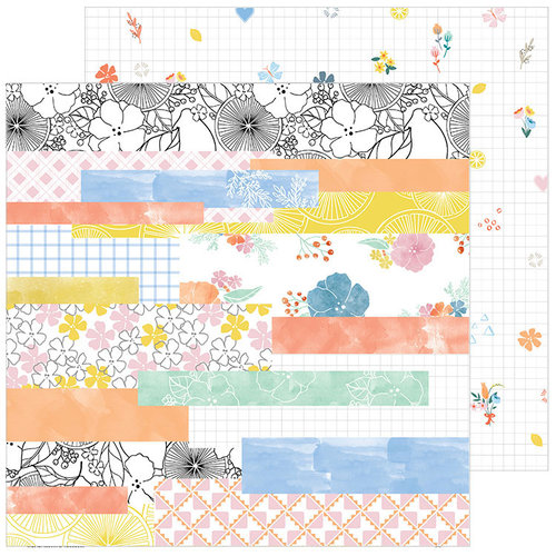 Pinkfresh Studio - Simple and Sweet Collection - 12 x 12 Double Sided Paper - Happy Life