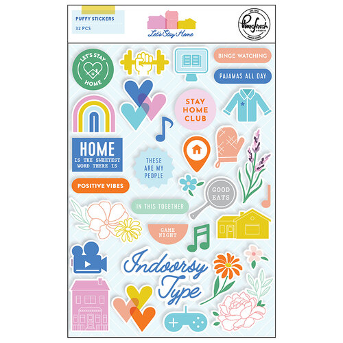 Pinkfresh Studio - Let's Stay Home Collection - Puffy Stickers