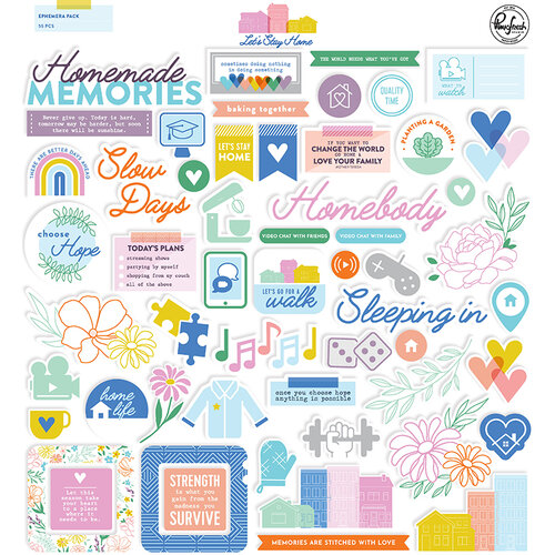 Pinkfresh Studio - Let's Stay Home Collection - Ephemera Pack