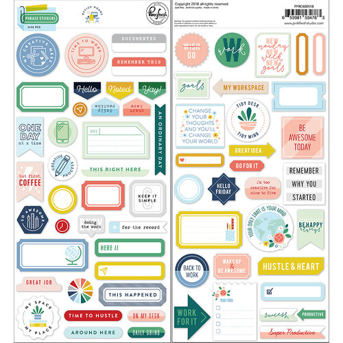 Pinkfresh Studio - Office Hours Collection - Cardstock Phrase Stickers