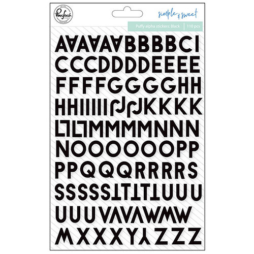 Pinkfresh Studio - Simple and Sweet Collection - Puffy Stickers - Mini - Alpha - Black