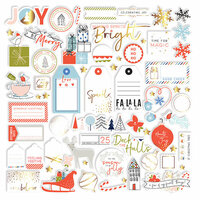 Pinkfresh Studio - December Days Collection - Christmas - Die Cut Cardstock Pieces with Foil Accents