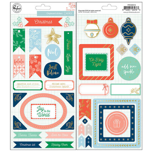 Pinkfresh Studio - Holiday Vibes Collection - Christmas - Chipboard Stickers