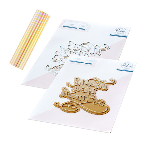 Pinkfresh Studio - Hot Foil Plate, Die and Glimmer Aura Hot Foil Roll - Thank You So Much Bundle