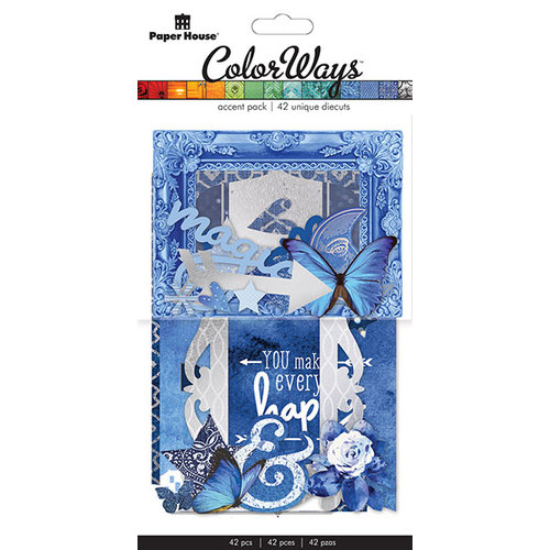 Paper House Productions - Color Ways Collection - Sapphire - Accents - Die Cut Cardstock Pieces
