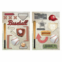 Paper House Productions - Baseball Collection - Die Cut Chipboard Pieces - Baseball