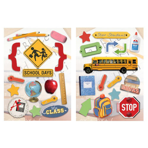 Paper House Productions - School Days Collection - Die Cut Chipboard Pieces - School Days
