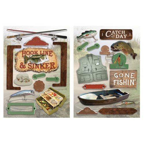Paper House Productions - Fishing Collection - Die Cut Chipboard Pieces - Fishing