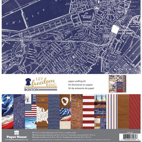 Paper House Productions - Let Freedom Ring Collection - 12 x 12 Paper Crafting Kit - Boston