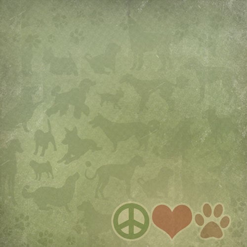 Paper House Productions - Dog Collection - 12 x 12 Paper - Peace.Love.Paw.