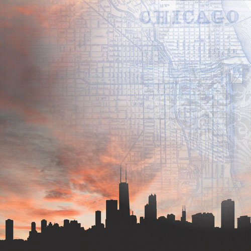 Paper House Productions - Chicago Collection - 12 x 12 Paper - Chicago Skyline