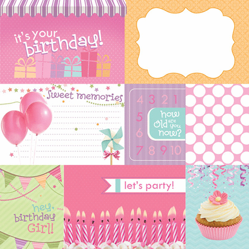 Paper House Productions - Birthday Girl Collection - 12 x 12 Paper - Birthday Girl Tags