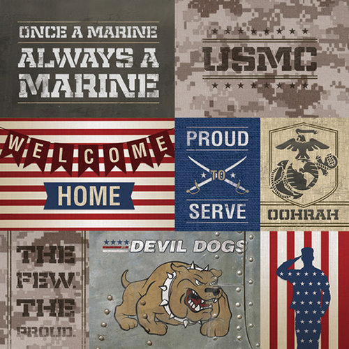 Paper House Productions - 12 x 12 Paper - US Marines Tags