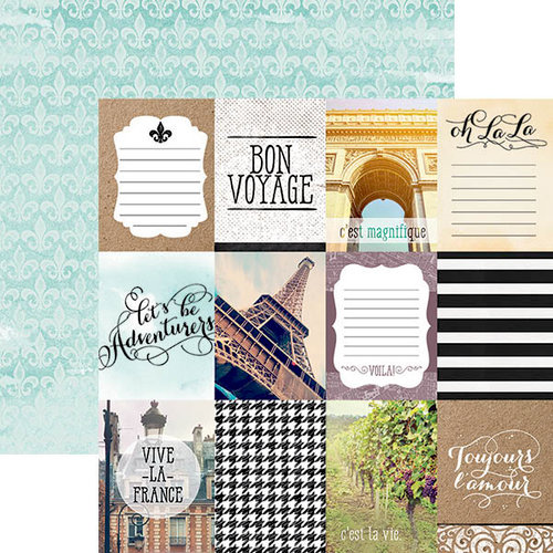 Paper House Productions - Discover Collection - France - 12 x 12 Double Sided Paper - France Tags