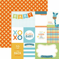 Paper House Productions - Hello Baby Boy Collection - 12 x 12 Double Sided Paper - Hello Baby Tags