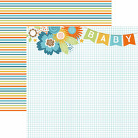 Paper House Productions - Hello Baby Boy Collection - 12 x 12 Double Sided Paper - Baby Boy Banner