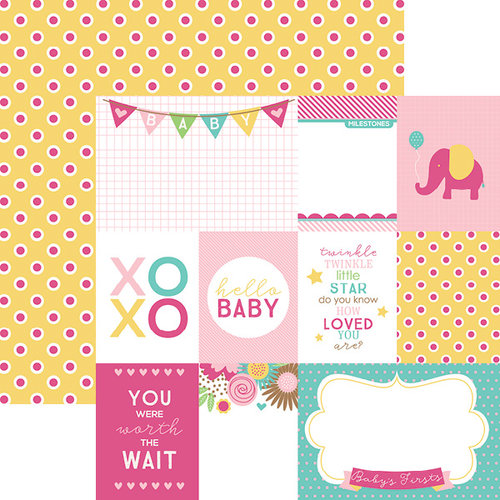 Paper House Productions - Hello Baby Girl Collection - 12 x 12 Double Sided Paper - Hello Baby Tags