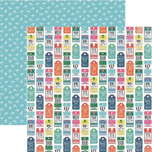 Paper House Productions - Explore Your World Collection - 12 x 12 Double Sided Paper - Luggage Tags