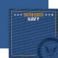 Paper House Productions - 12 x 12 Double Sided Paper - Navy Emblem
