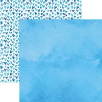 Paper House Productions - 12 x 12 Double Sided Paper - Blue Watercolor Hearts