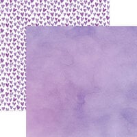 Paper House Productions - 12 x 12 Double Sided Paper - Purple Watercolor Hearts