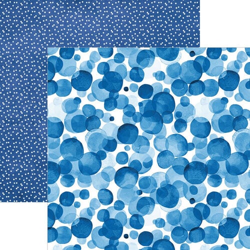 Paper House Productions - 12 x 12 Double Sided Paper - Blue Watercolor Polka Dots