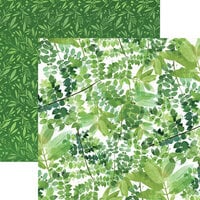 Paper House Productions - 12 x 12 Double Sided Paper - Green Watercolor Leaves