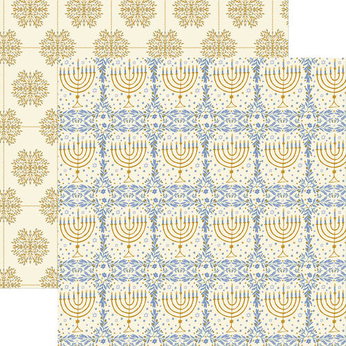 Paper House Productions - 12 x 12 Double Sided Paper - Gold Menorah