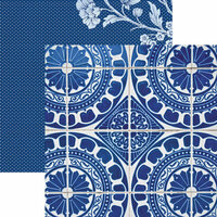 Paper House Productions - Color Ways Collection - Sapphire - 12 x 12 Double Sided Paper - Spanish Tiles