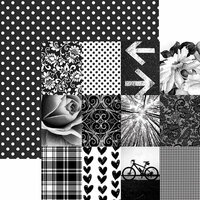 Paper House Productions - Color Ways Collection - Noir - 12 x 12 Double Sided Paper - Mini Trim Cards