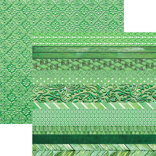 Paper House Productions - Color Ways Collection - Emerald - 12 x 12 Double Sided Paper - Edgings