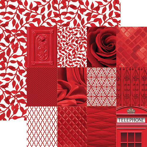 Paper House Productions - Color Ways Collection - Rouge - 12 x 12 Double Sided Paper - Mini Trim Cards