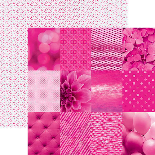 Paper House Productions - Color Ways Collection - Flamingo - 12 x 12 Double Sided Paper - Mini Trim Cards