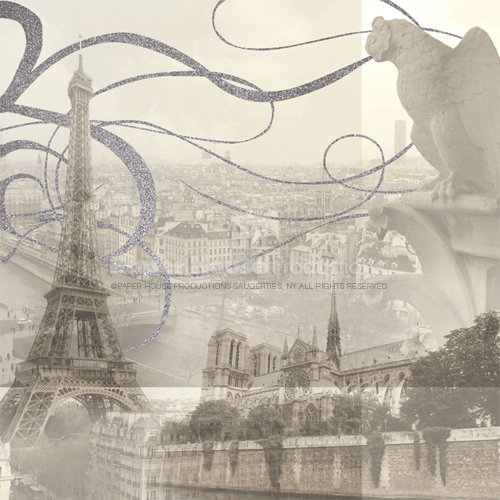Paper House Productions - Paris Collection - 12 x 12 Paper with Glitter Accents - Paris