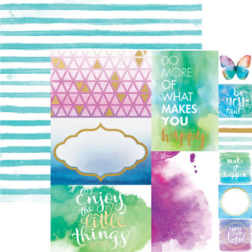 Paper House Productions - Color Washed Collection - 12 x 12 Double Sided Paper with Foil Accents - Makes You Happy
