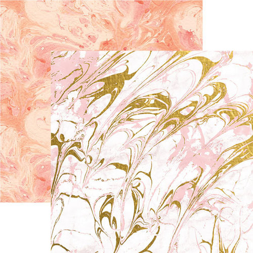 Paper House Productions - Marbleous Collection - 12 x 12 Double Sided Paper with Foil Accents - Pink Marble