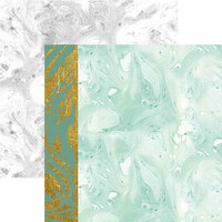 Paper House Productions - Marbleous Collection - 12 x 12 Double Sided Paper with Foil Accents - Green Marble