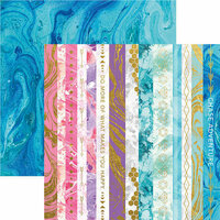 Paper House Productions - Marbleous Collection - 12 x 12 Double Sided Paper with Foil Accents - Marbleous Borders