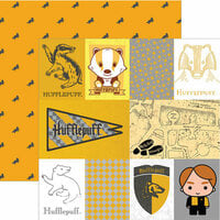 Paper House Productions - Harry Potter Collection - 12 x 12 Double Sided Paper with Foil Accents - Harry Potter Hufflepuff - Tags