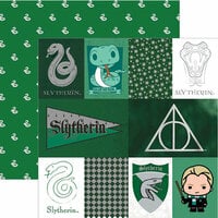 Paper House Productions - Harry Potter Collection - 12 x 12 Double Sided Paper with Foil Accents - Harry Potter Slytherin - Tags