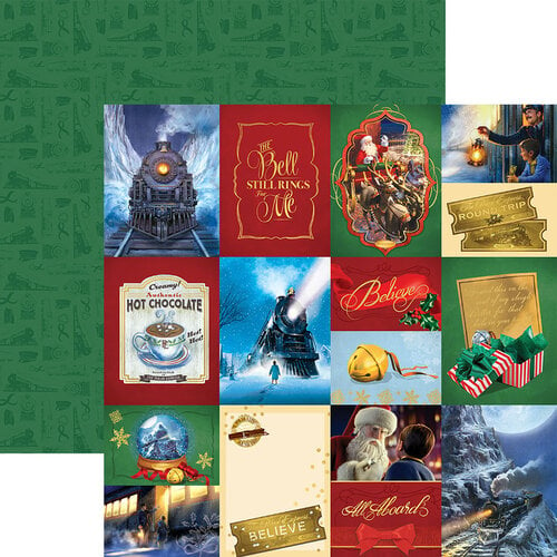 Paper House Productions - The Polar Express Collection - 12 x 12 Double Sided Paper - All Aboard Tags