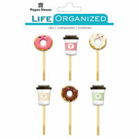 Paper House Productions - Life Organized Collection - Epoxy Clips - Coffee and Donuts