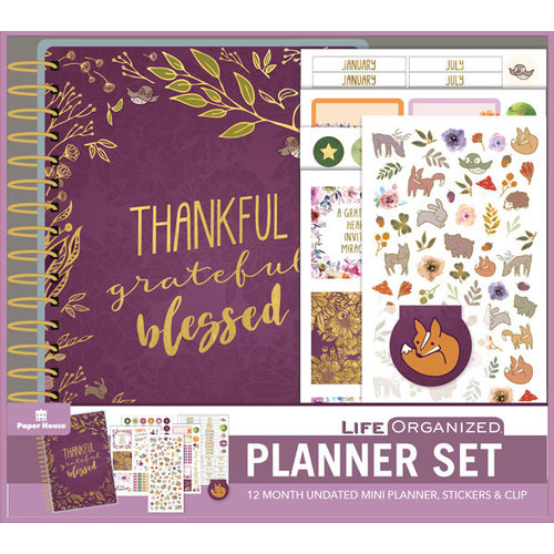 Paper House Productions - Life Organized Collection - Planner Set - Mini - Thankful Grateful Blessed - 12 Month - Undated