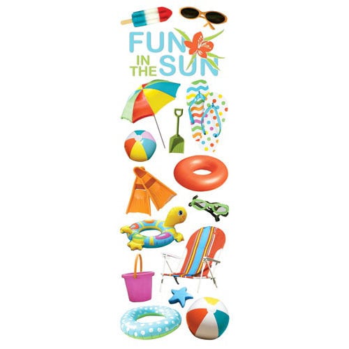 Paper House Productions - Fun Beach Collection - Glitter Rub Ons - Fun in the Sun