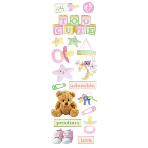 Paper House Productions - Baby Girl Collection - Glitter Rub Ons - Baby Girl