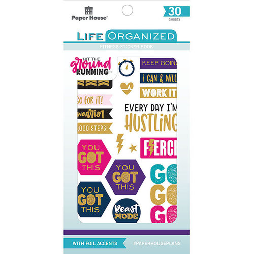 Paper House Productions - Life Organized Collection - Sticker Book with Foil Accents - Fitness